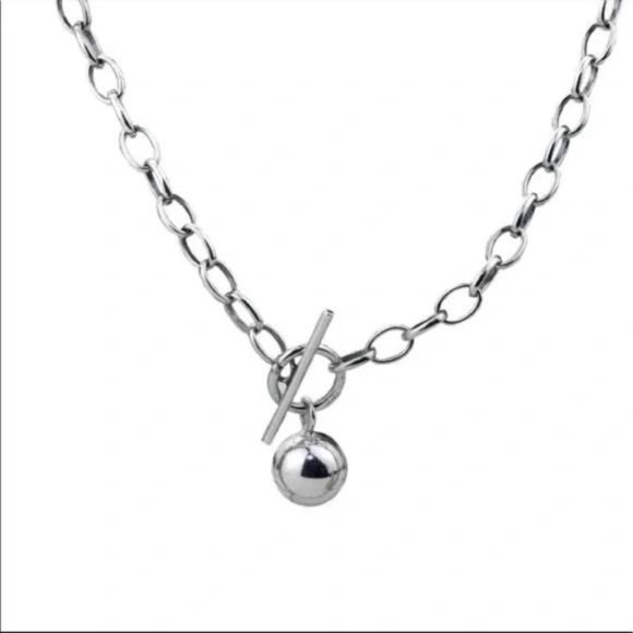 TOGGLE 925 STERLING SILVER LINK NECKLACE, NICE NECKLACE, CUTE NECKLACE - Picture 5 of 7